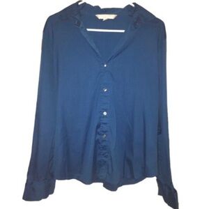 Casual Corner Structured Blue/Teal Stretch Shirt